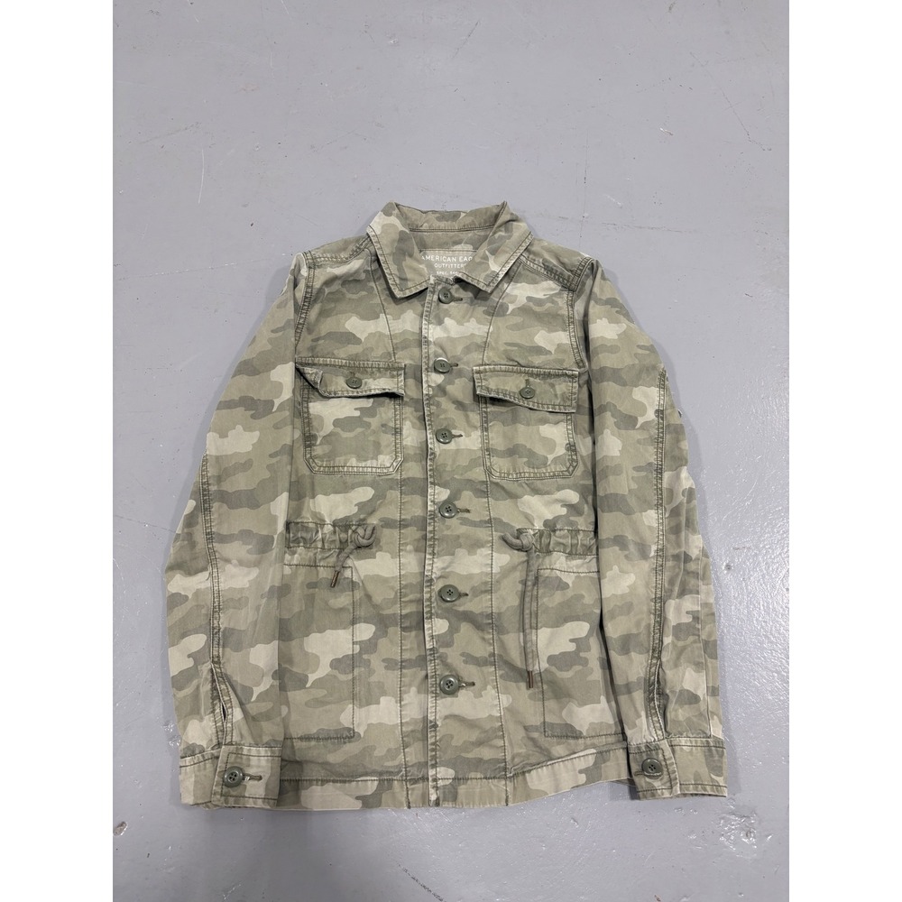 American Eagle Camo Jacket Womens XS Green Camouflage Field Jacket Button‎